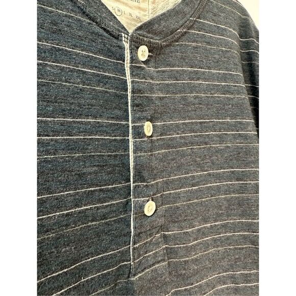 Billy Reid men’s short sleeve gray strip 1/4 button polo shirt size M #28-1798 - Picture 2 of 6